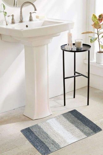 Cotton Stripes Water Absorbent Bathmats, Color : White, Black