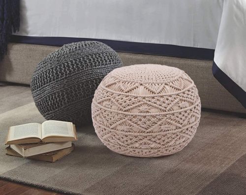 Hand Woven Macrame Pouf Ottoman Footrest Bean Bag