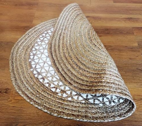 Burning Natural Handcrafted Braided Round Jute Rug