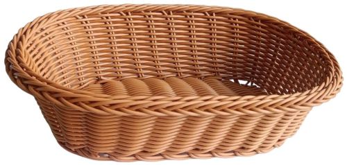 Oval Poly Wicker Bread Basket, Color : Brown