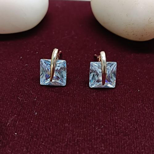 Alloy Elegant Gold-Tone Square-Cut Stud Earrings