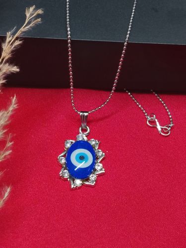NIPSTec Stainless Steel Evil Eye Pendant, Color : Silver & Blue