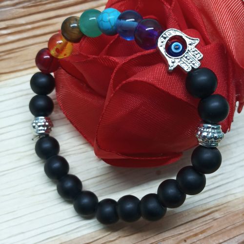 NIPSTec Stretchable Bead Chakra Bracelet, Color : Multicolor