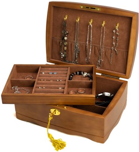 Wooden Jewellery Box, Color : Brown, Length : 10 Inch