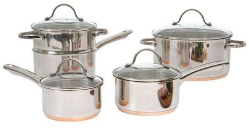 Copper Base Steel Cookware Set, Color : Metallic Color