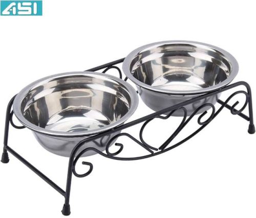 Stainless Steel Double Dinner Wire Stand With Bowl