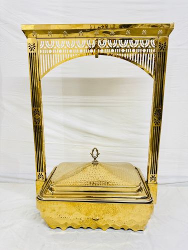 Golden Square Brass Chafing Dish for Food Warming Serving