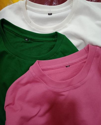 Multicolor 50% Cotton/50% Polyester Plain T-Shirt, Size : All