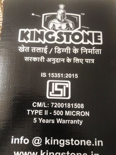 HDPE Plain Kingstone Pond Liner IS:15351:2015, Certification : ISI
