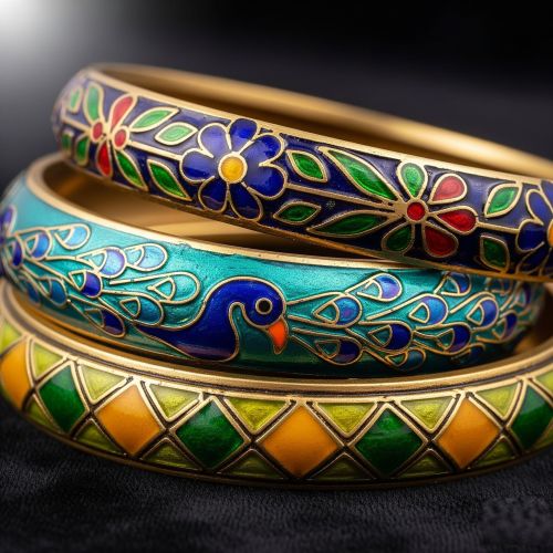Gold-plated Brass Bangles with Meenakari Enamel Work