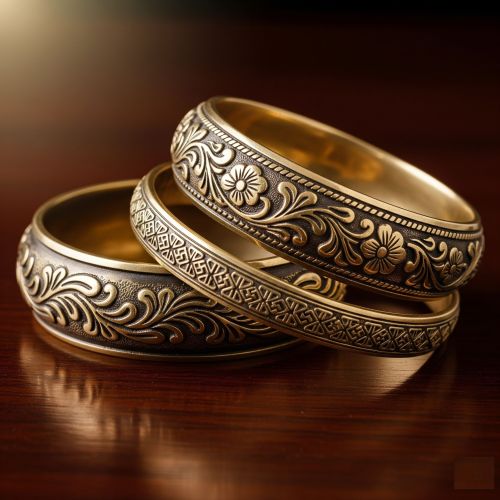 Oxidized Silver Tone Hand Carved Brass Bangle Set Ethnic, Bohemian