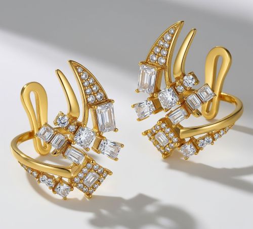 High Fashion Brass Ear Cuffs with Zirconia