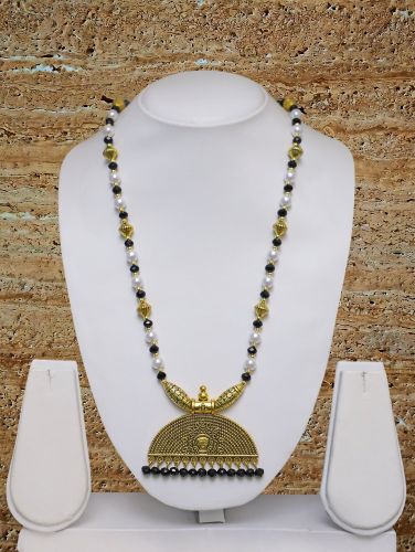 Brass Long Mangalsutra with Heavy Pendant Wedding, Festive Wear