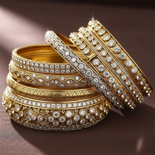Rhodium-plated Luxury Brass Bangles with Faux Diamonds