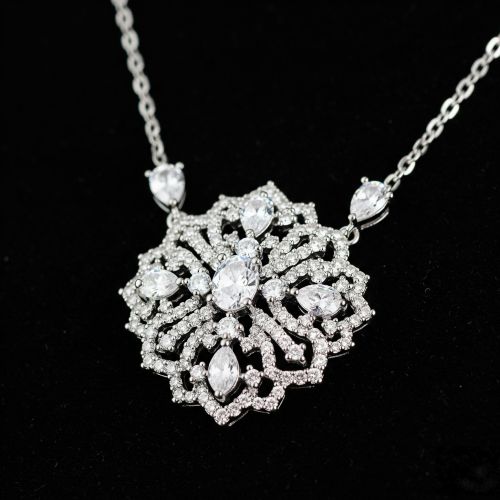 Silver-plated Brass Silver Plated Cz Stone Necklace Modern