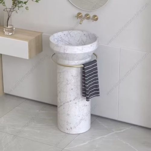 Marble Wash Basin Pedestal Customized Modern for Bathroom