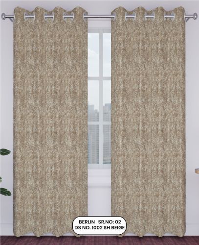 Berlin Jacquard Curtain Beige Design no.1002 SR.no. 02 Ring Style