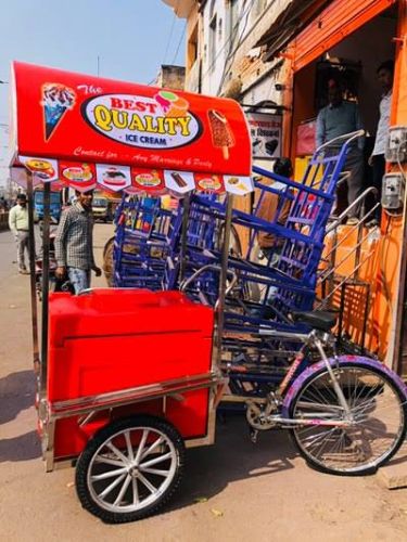 Red Ice Cream Push Cart Tricycle, Color : Black, Blue, Yellow