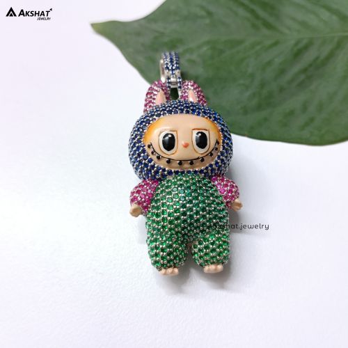 Hip Hop Cartoon Style Labubu Moissanite Pendant