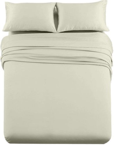Plain Microfiber Luxury Soft Bed Sheet Set, Color : White