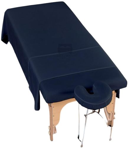 Microfiber Plain Massage Table Sheet Set, Color : Navy Blue