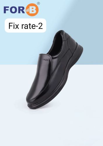 FORB Mens Black Genuine Leather Slip On Formal Shoes
