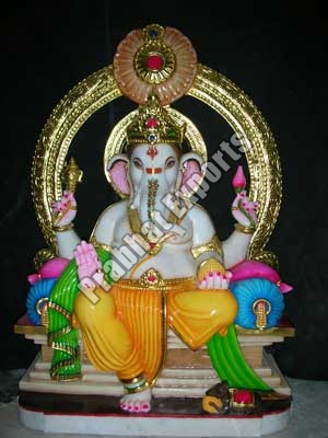 Marble Ganesh With Throne