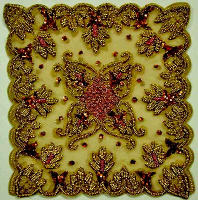 Fabric With Beadwork Printed Embroidered Decorative Table Mat