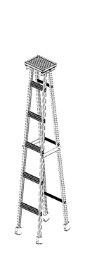 HD Very Durable Folding Ladder With 57mm Wide Steps Supported On 15mm Solid Sq. Rod.
