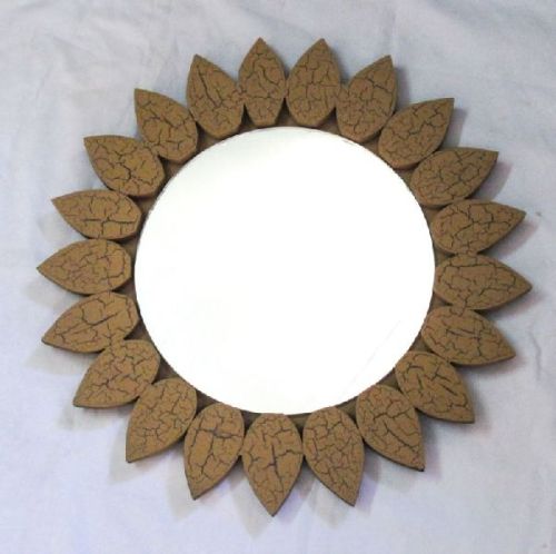 Round Wood Decorative Wall Mirrors, For Decoration
