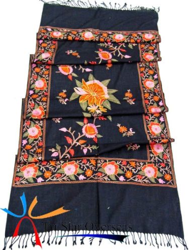 Embroidered Wool Stoles, Size : 70x200 Cms