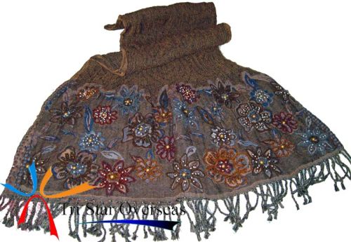 Wool Lycra Embroidery Stole, Size : 66X180 Cms