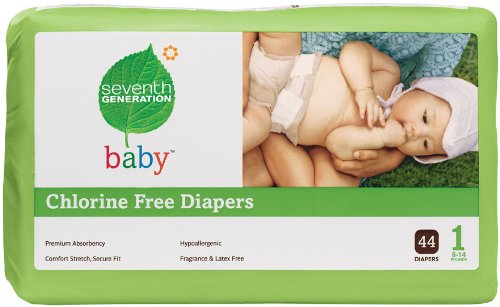 Seventh Generation Chlorine Free Baby Diapers, Stage 1 (8-14 Lbs.), 44 Count (Pack Of 4)