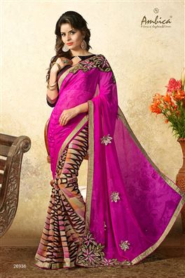 Pink Casual Wear Chiffon Sarees
