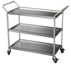 Rectangular Polished Stainless Steel Trolley, For Putting Utensils, Style : Modern