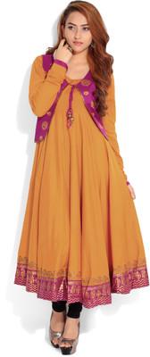 Solid Casual Anarkali Kurti, Color : Orange Magenta