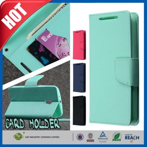 Leather Moto G2 Flip Cover With Folding Stand, Transparent Id Holder, Credit Card Slots - Black Flip Case For Motorola Moto G2 Xt1064