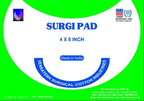 Rectangular Soft Cotton Surgi Pad, For Clinical, Hospital, Packaging Type : Plastic Packet