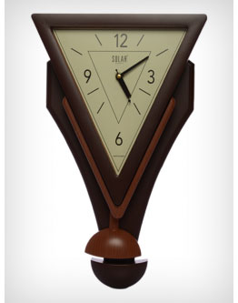 Brown Triangle Shape Designs Wall Clock With Pendulum