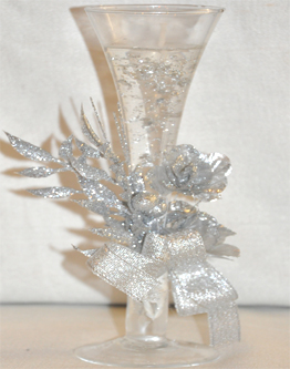 Inner Floating Glass Candle With Silver Flower Holder