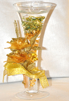 Inner Stained Glass Candle Holder With Golden Flower