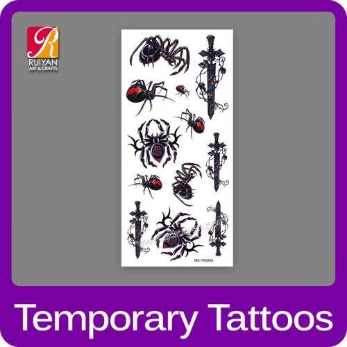 Sword Color Tattoo Sticker Spider, Packaging Type : colourful