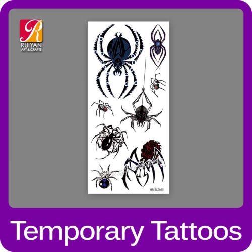 Spider Color Tattoo Sticker, Packaging Type : colourful
