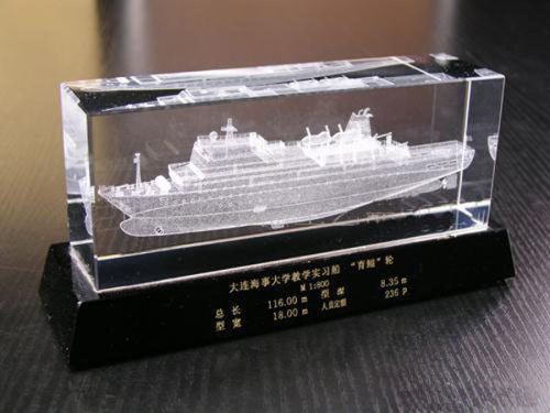 3d Laser Crystal Glass Boat Ship Model