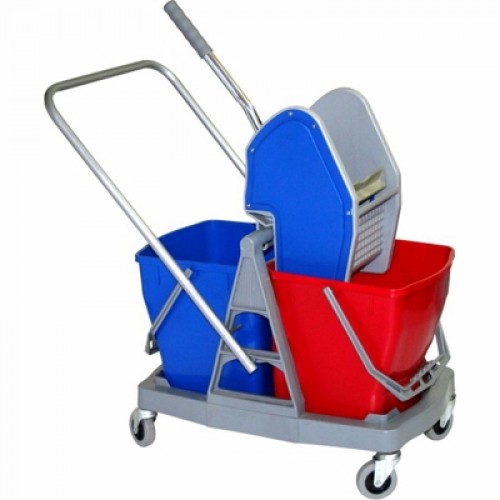 Plastic SS Double Bucket Wringer Trolley, Color : Multi Color