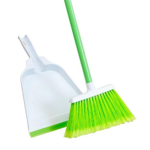 Plastic Dustpan With Brush, Color : Green, White