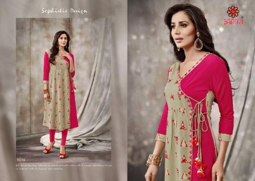 Rayon Designer Kurti, Color : Pink