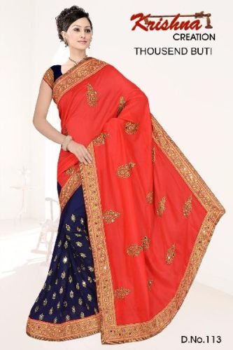 Embroidered Silk Sarees, Color : More Then Color