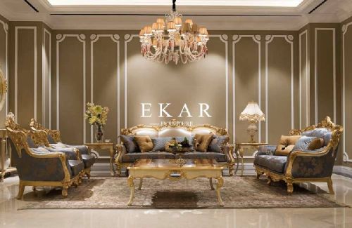 7 Seater Leather Luxury Sofa Set, Brand Name : Ekar