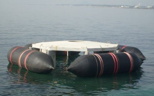 Marine Airbags Used As Floating Pontoon